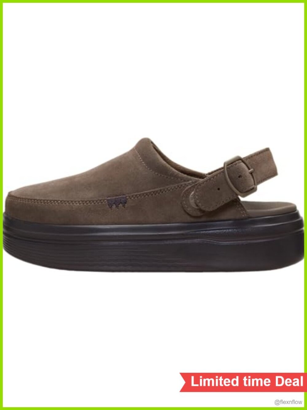 Platform Suede Clog Mule Slip On Adjustable Back Strap Casual
